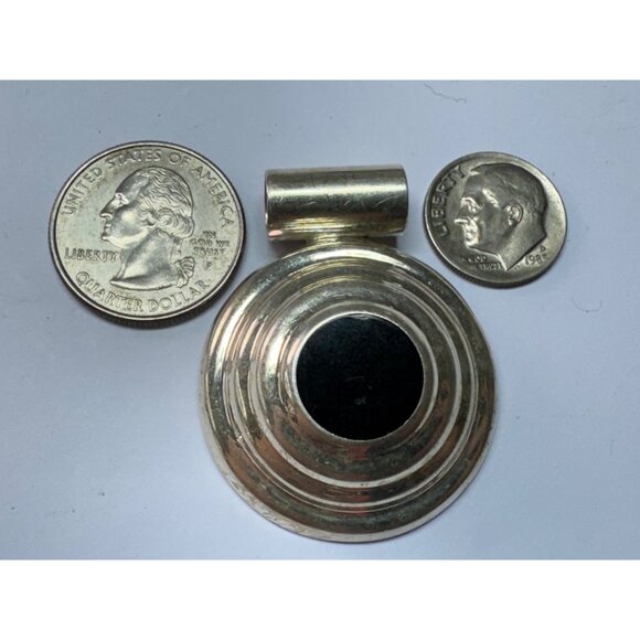 Vintage Taxco Mexico Sterling Silver 925 Round Ridged Pendant 44mm 17.1g Estate - Picture 6 of 8